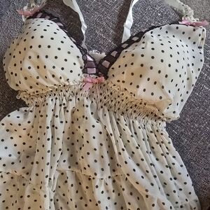 Polka Dot Lace Trim Babydoll
